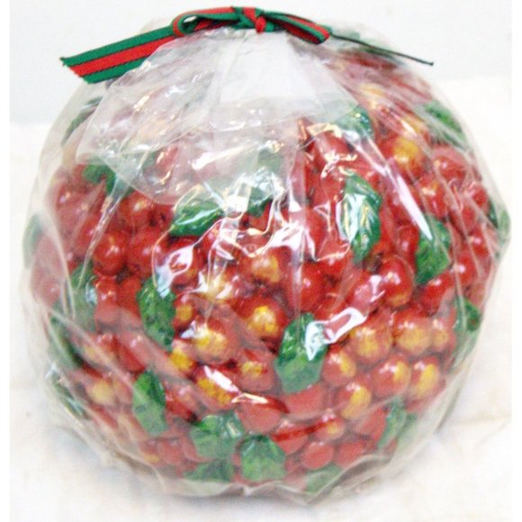 NWT VINTAGE 1997 5" CRANBERRY BALL HOLIDAY CANDLE RED & GREEN CHRISTMAS - Picture 6 of 9